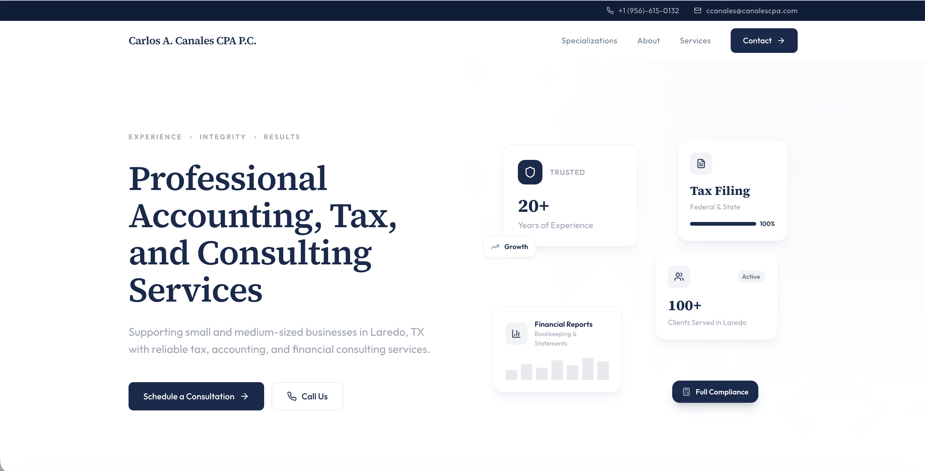 Canales CPA website preview