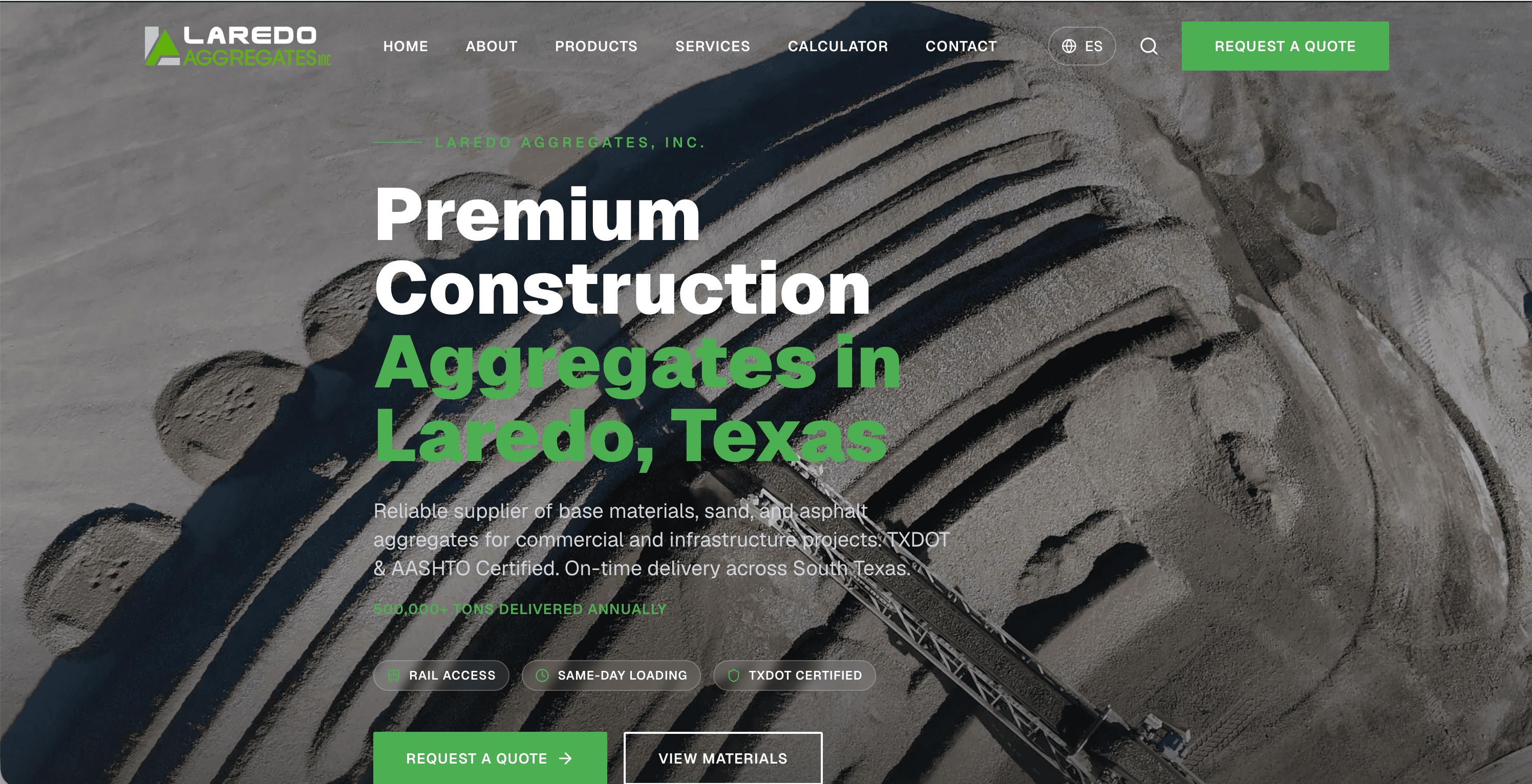 Laredo Aggregates website preview